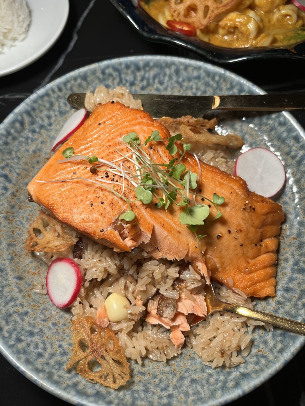 Salmon over rice